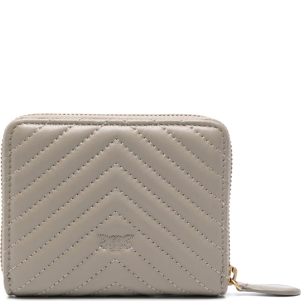 PINKO Piniginė moterims, Pilka, Quilted leather wallet 2