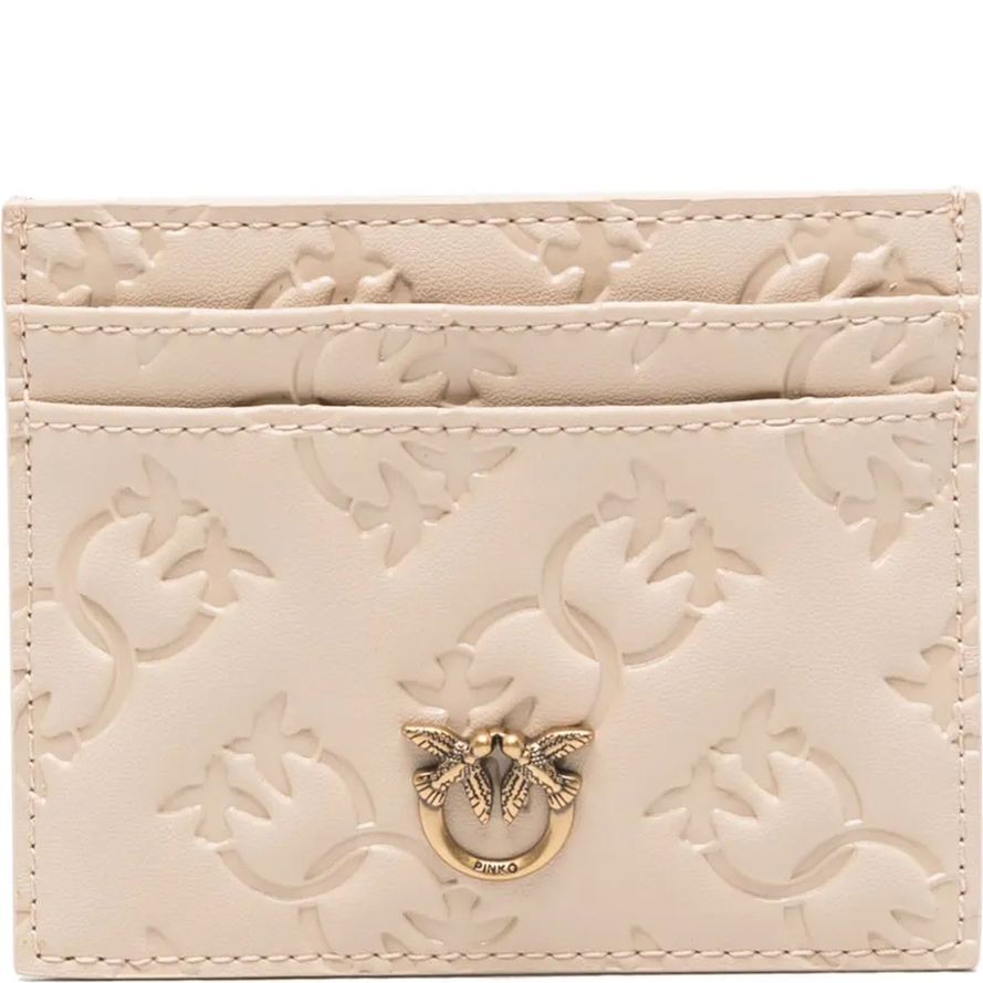PINKO Kortelių dėklas moterims, Smėlio, Card holder simply 1