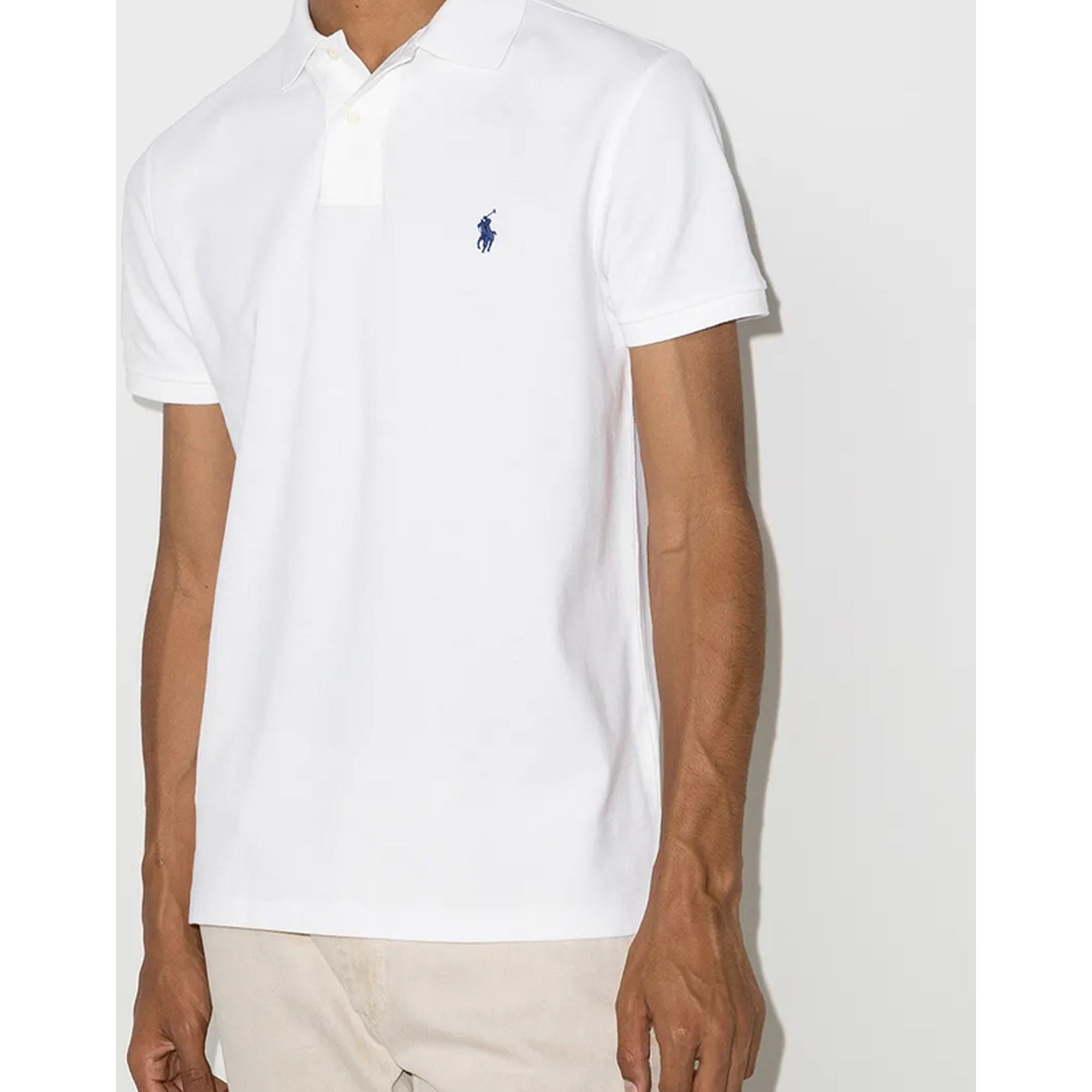 POLO RALPH LAUREN Polo marškiniai trumpos rank. vyrams, Balta, Custom slim fit mesh polo 2