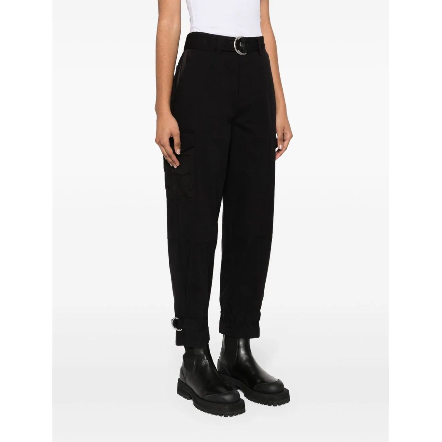 DKNY Laisvalaikio kelnės moterims, Juoda, Mm cargo  logo belt 2