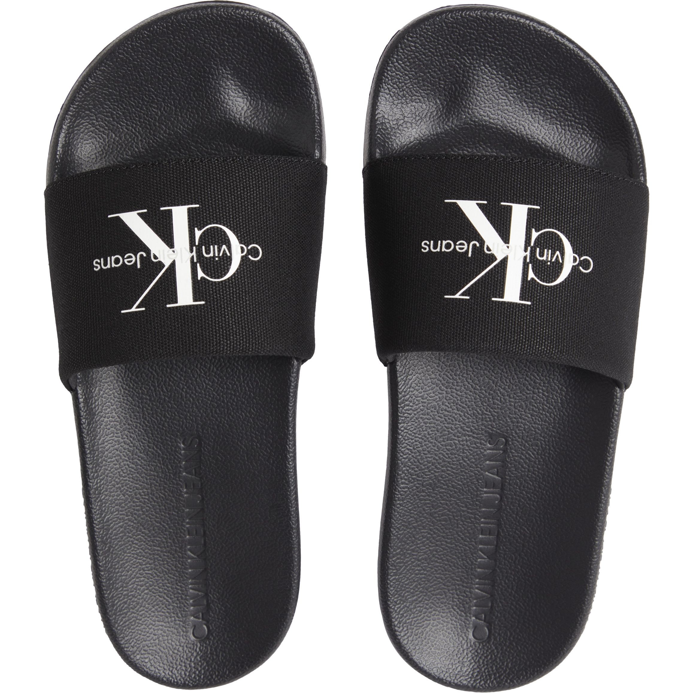 CALVIN KLEIN JEANS Guminės šlepetės moterims, Juoda, Slide monogram 3