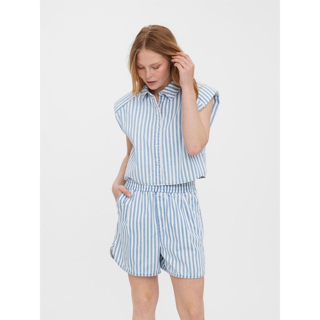 VERO MODA Marškiniai moterims, Balta, VMLINES SL STRIPED SH 2