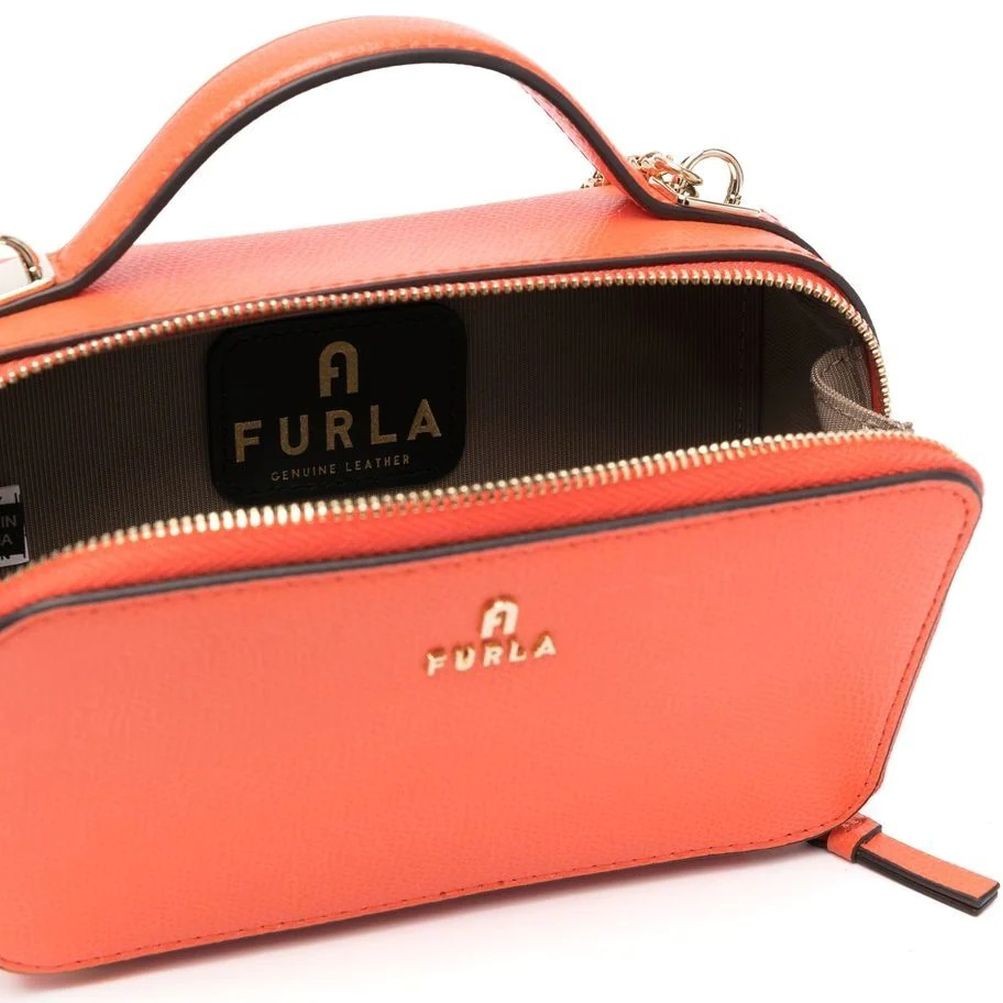 FURLA Rankinė per petį moterims, Oranžinė, Furla camelia mini crossbody 4