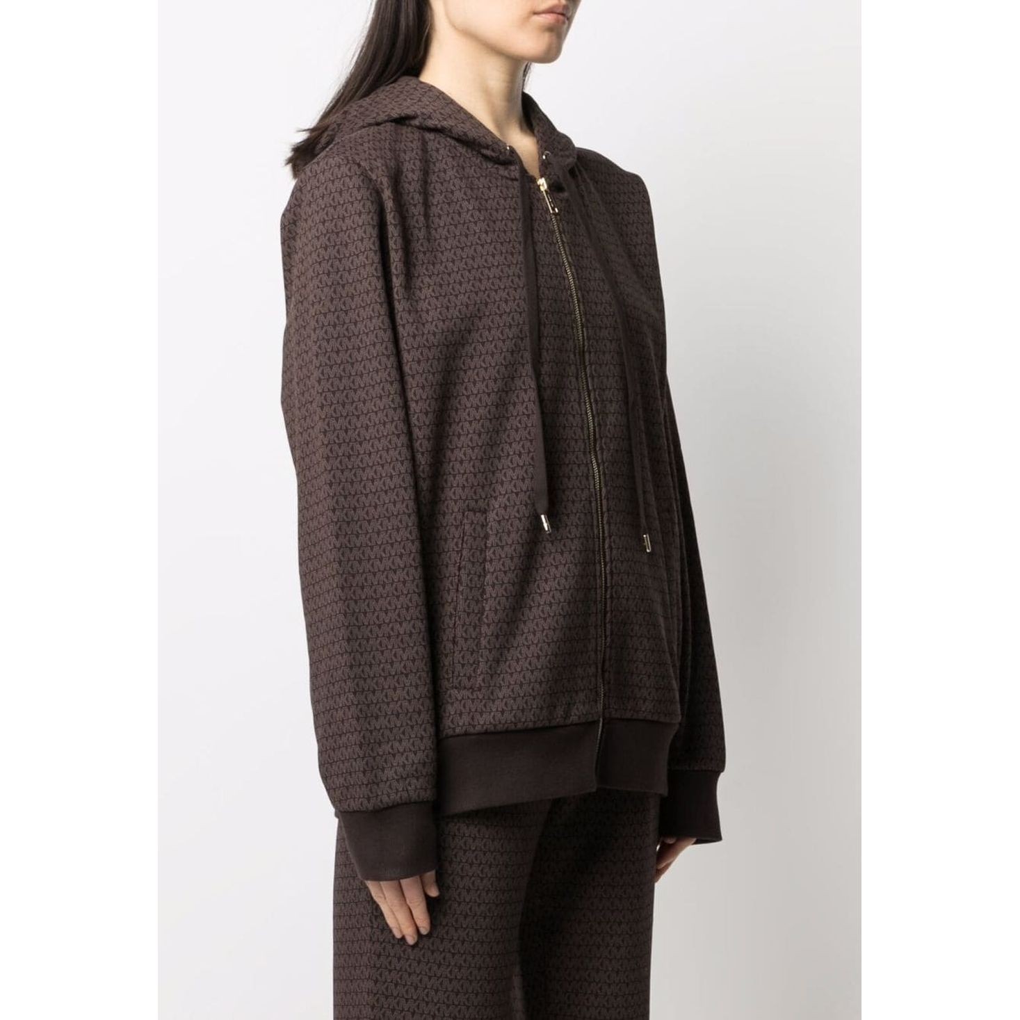 MICHAEL KORS Džemperis moterims, Ruda, Logo organic cotton zip hoodie 2