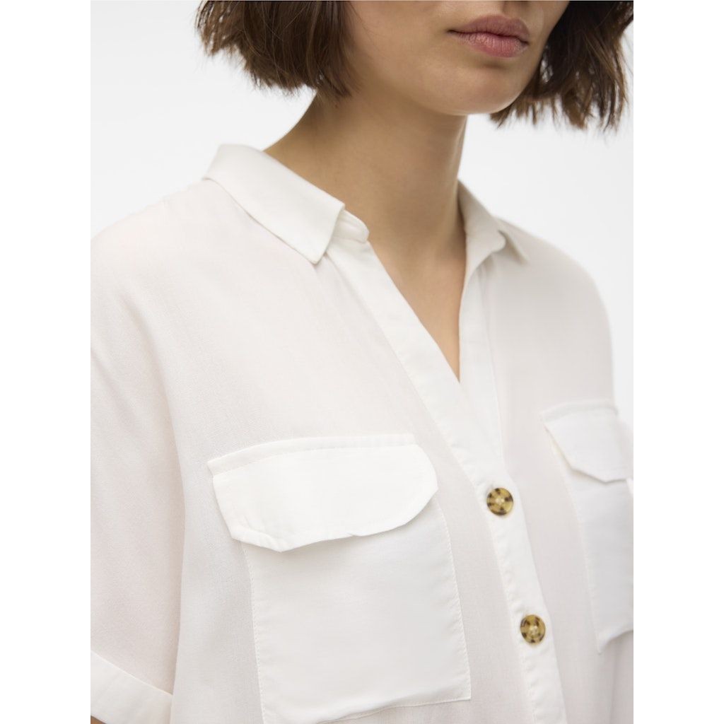 VERO MODA Marškiniai trump. rankovėmis moterims, Balta, Bumpy shirs 5