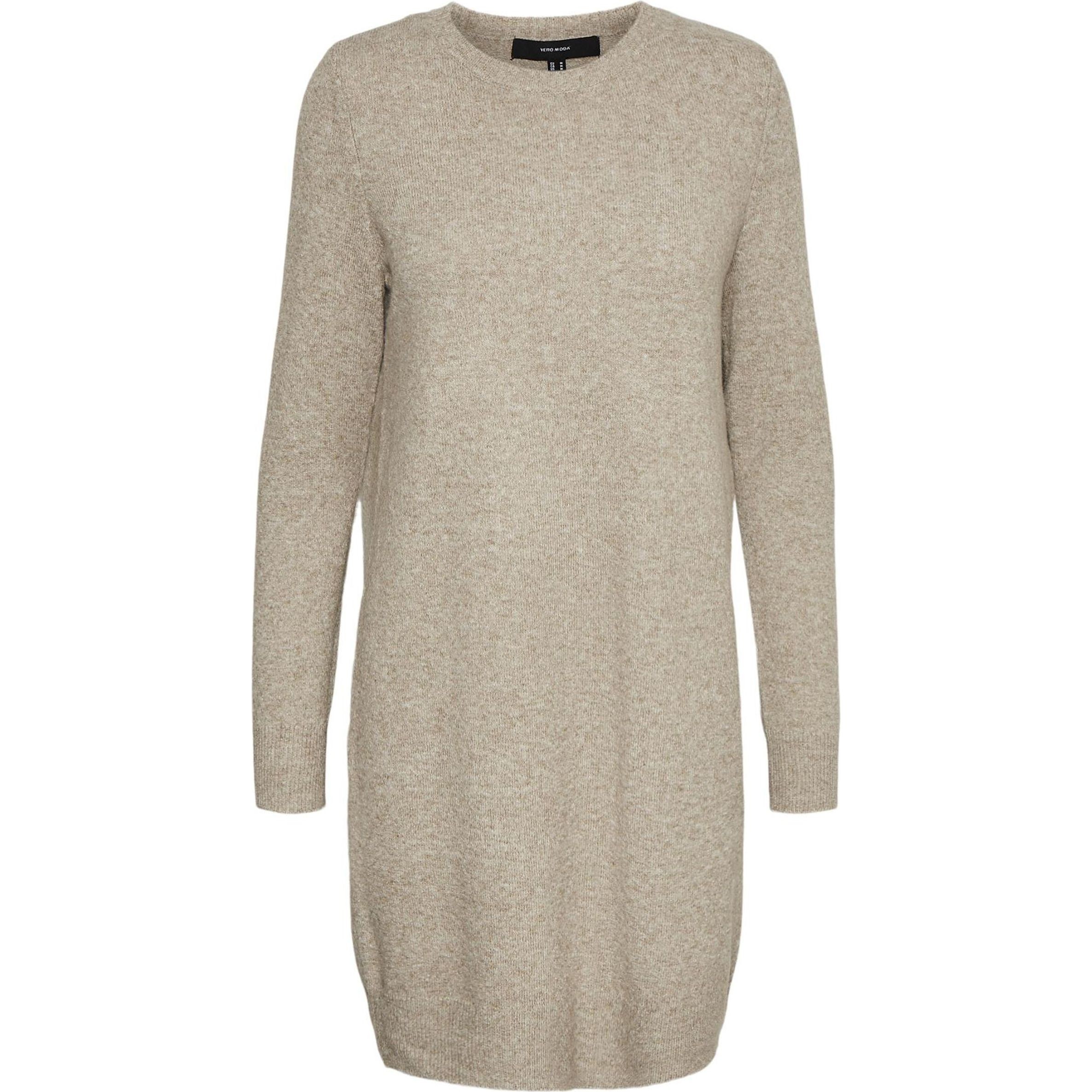 VERO MODA Megzta suknelė moterims, Smėlio, Doffy o-neck dress 1