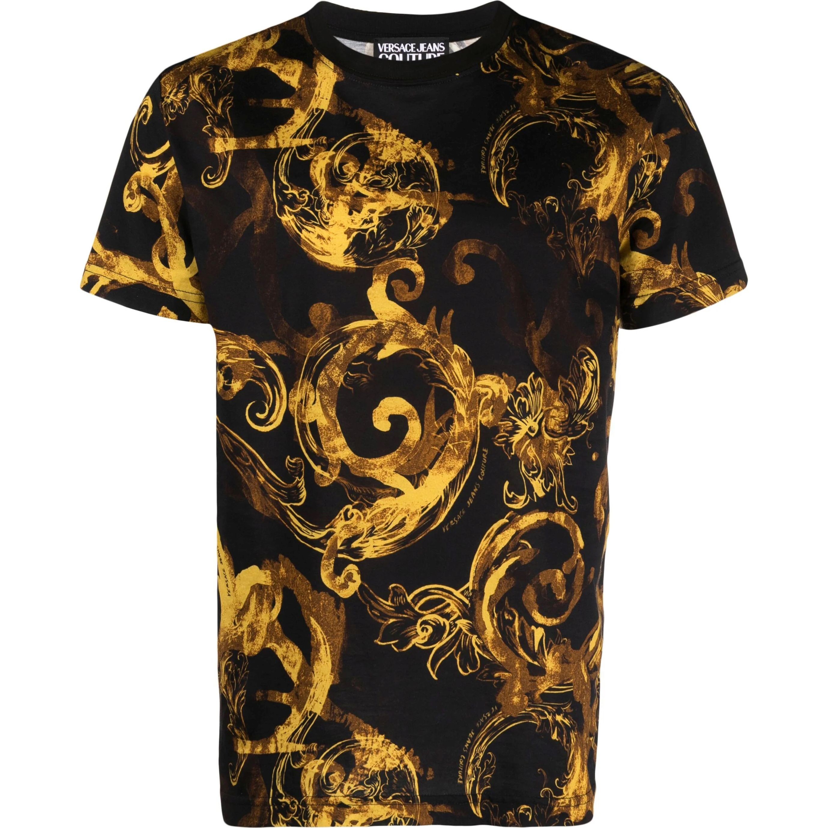 VERSACE JEANS CUTURE Marškinėliai trump. rankovėmis vyrams, Juoda, Baroque-print cotton t-shirt