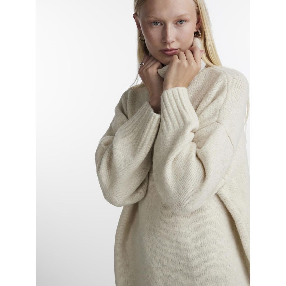 PIECES Megztinis su kaklu moterims, Balta, Nancy roll neck knit 7