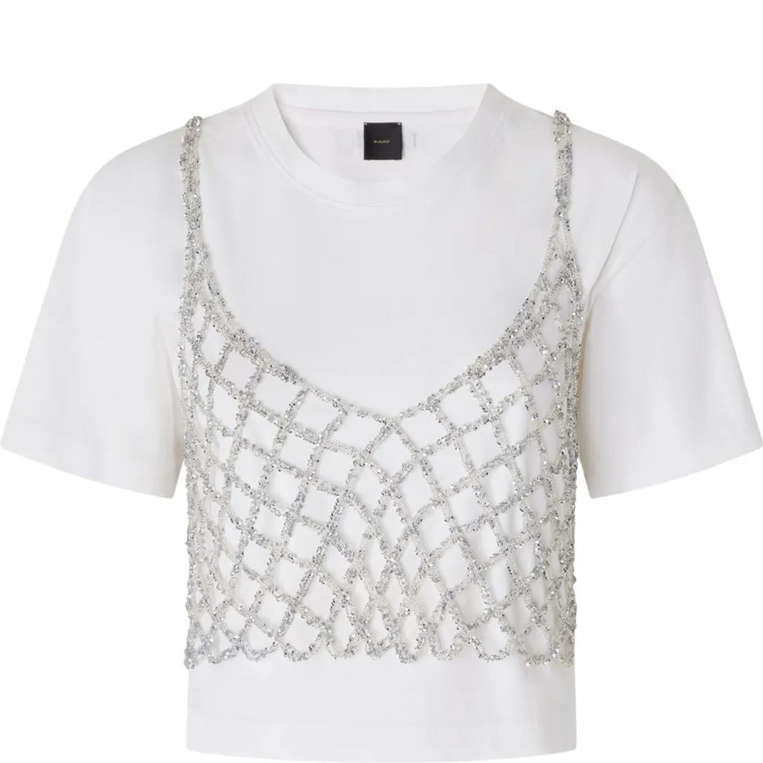 PINKO Trumpinti marškinėliai moterims, Balta, Various cutted 1