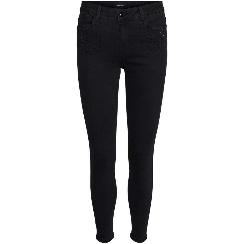 VERO MODA Regular džinsai moterims, Juoda, VMSEVEN MR SLIM DECO 1