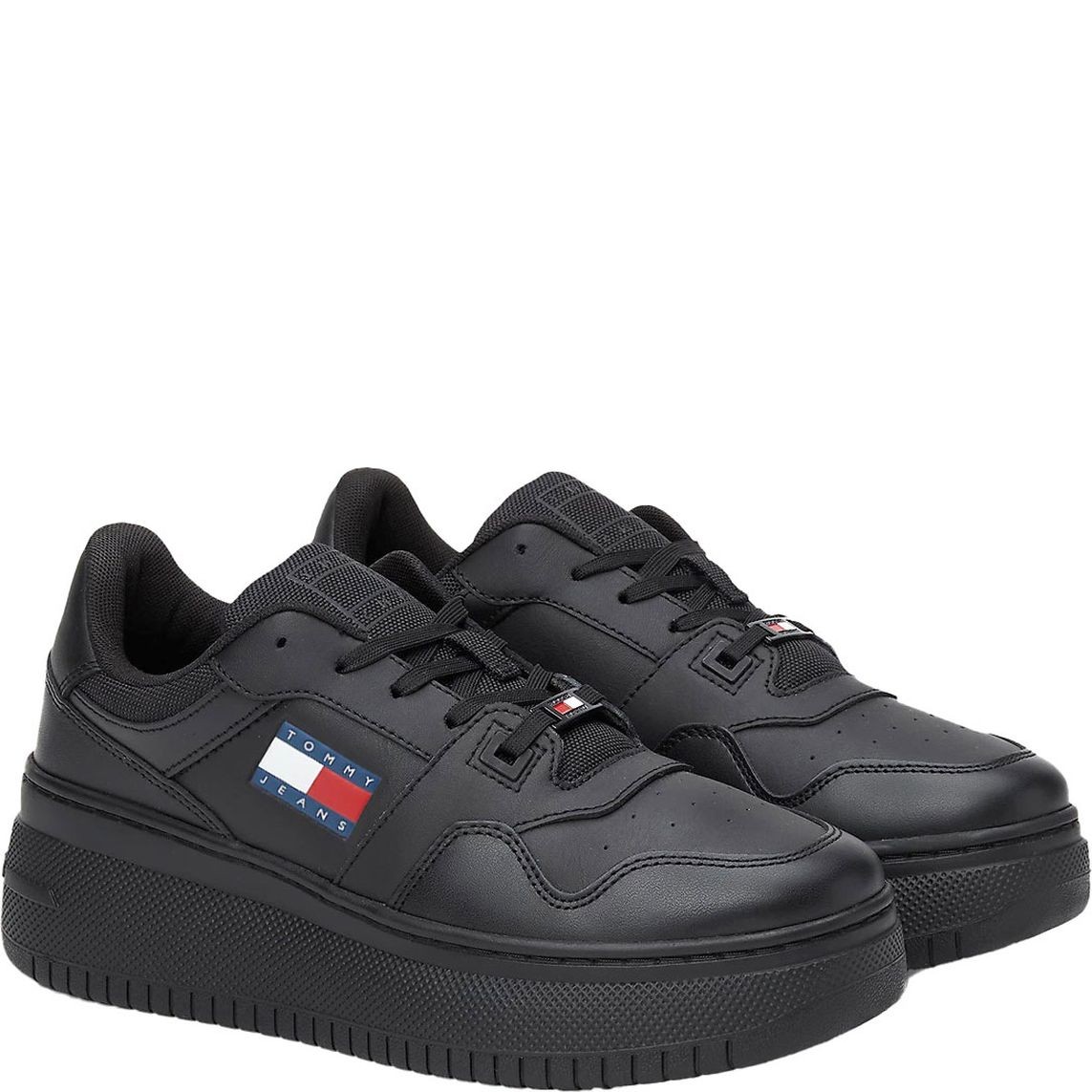 TOMMY JEANS Laisvalaikio bateliai moterims, Juoda, Retro basket flatform leisure 1