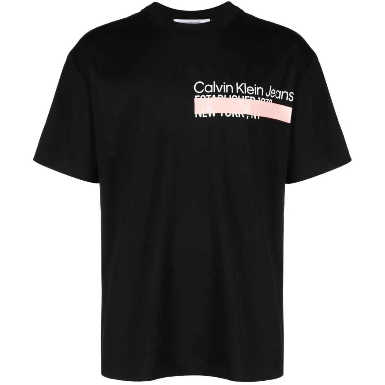 CALVIN KLEIN JEANS Marškinėliai trump. rankovėmis vyrams, Juoda, Layered address tee 1