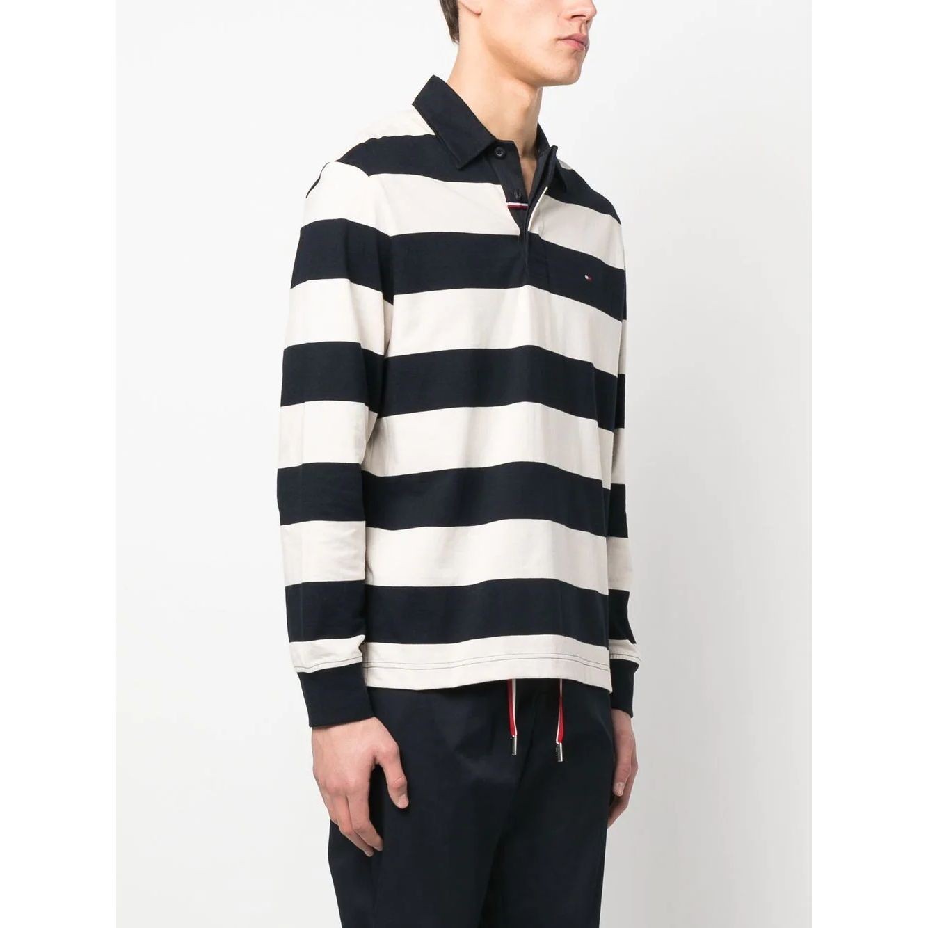 TOMMY HILFIGER Polo marškiniai ilgos rank. vyrams, Mėlyna, New prep stripe rugby polo 3