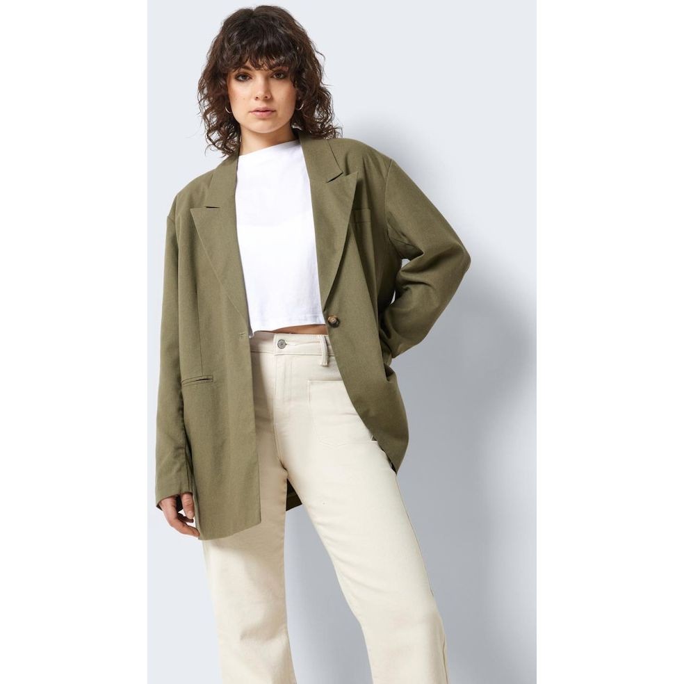 NOISY MAY Švarkas moterims, Chaki, NMANNE MILLA LS LINEN 4