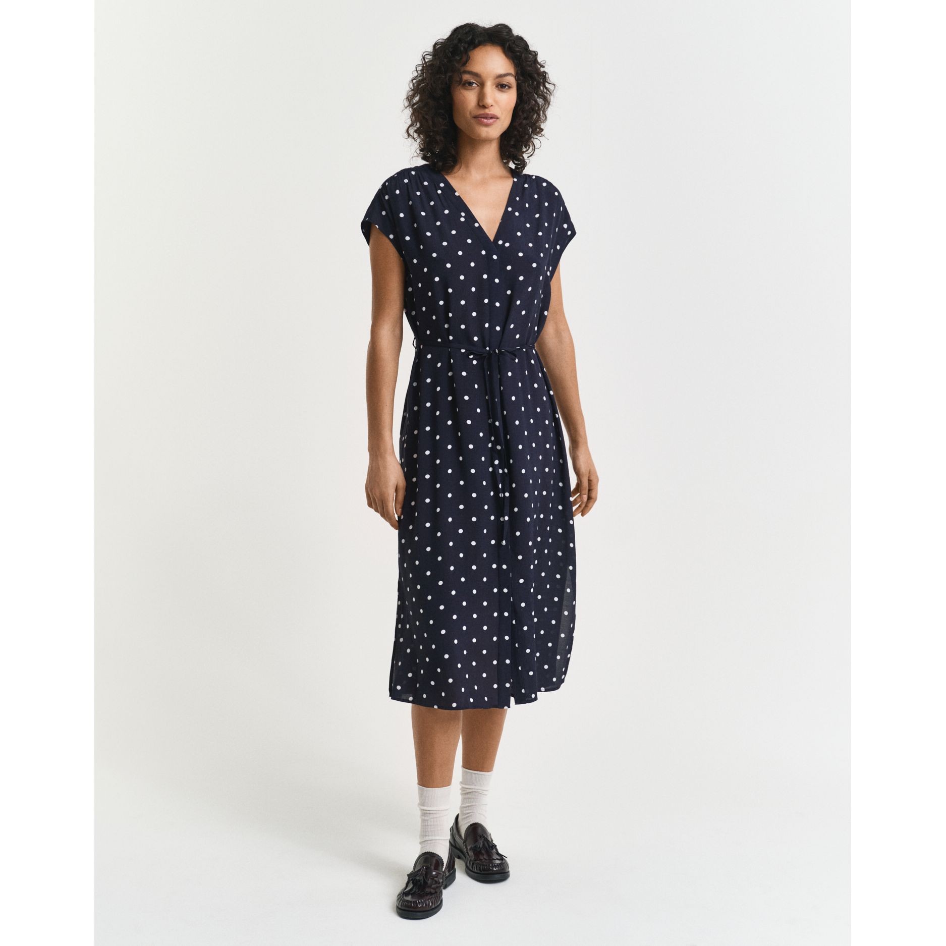GANT Midi suknelė moterims, Mėlyna, rel dot print caftan dress 4