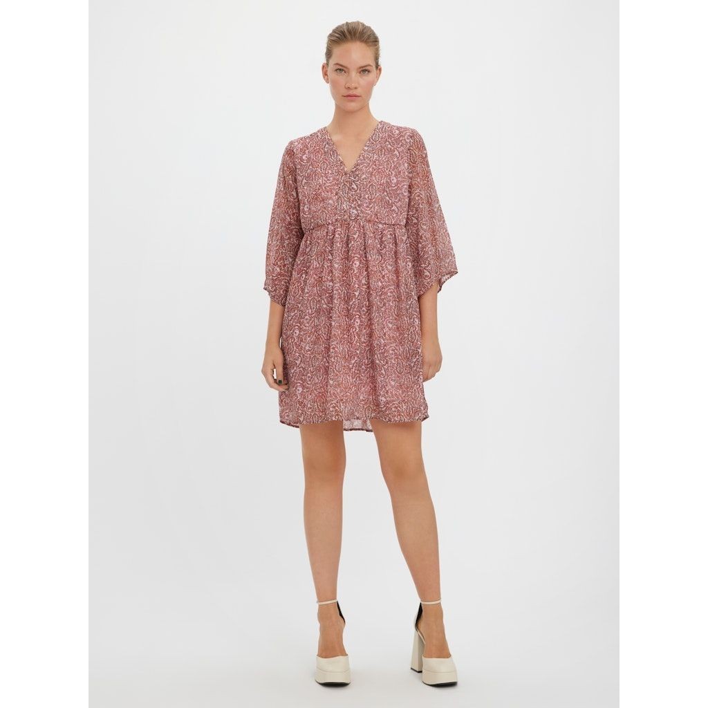 VERO MODA Mini suknelė moterims, Rožinė, VMULRIKKE CHIFFON 3/4 4
