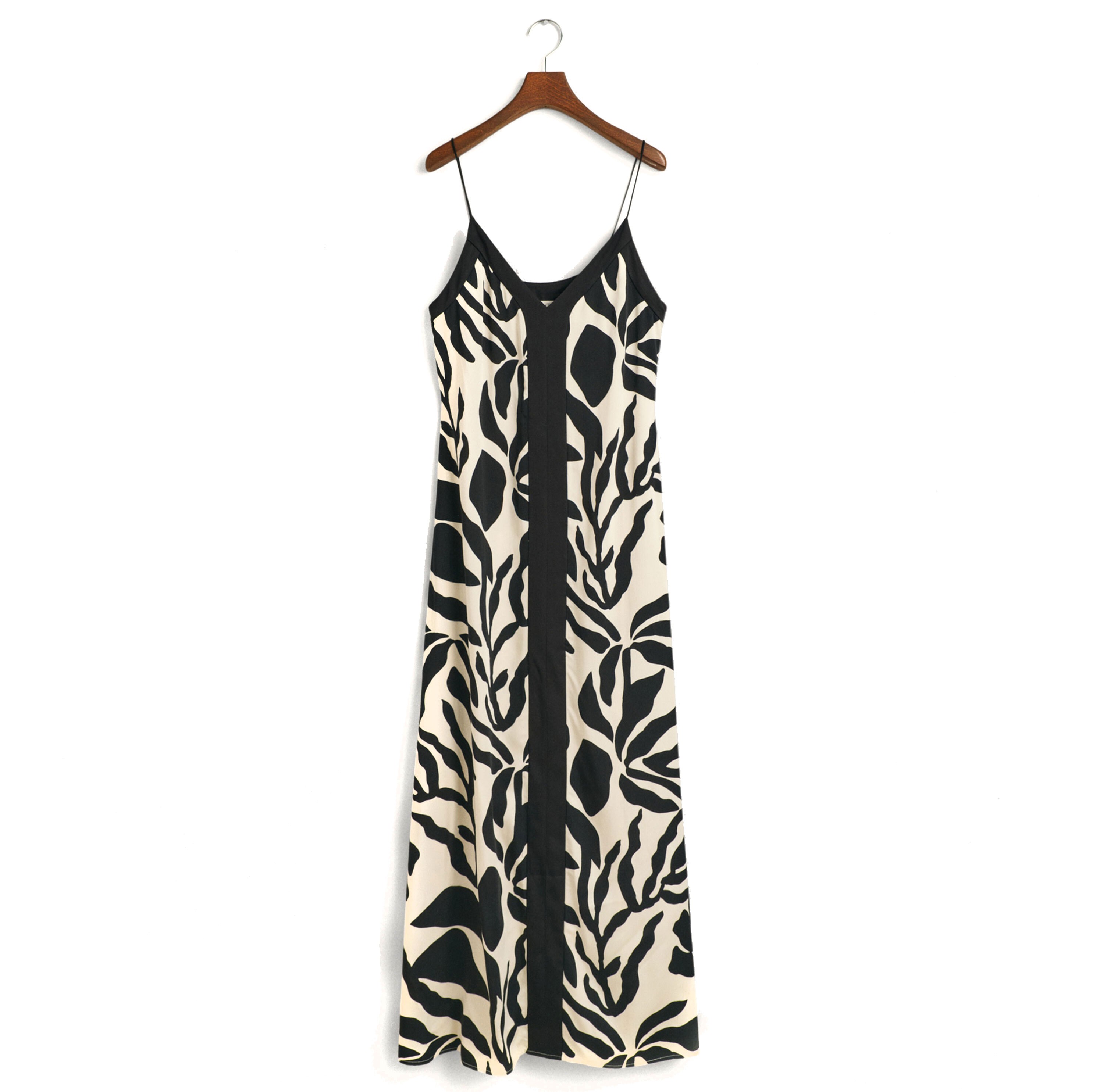 GANT Midi suknelė moterims, Smėlio, PALM PRINT STRAP DRESS 1