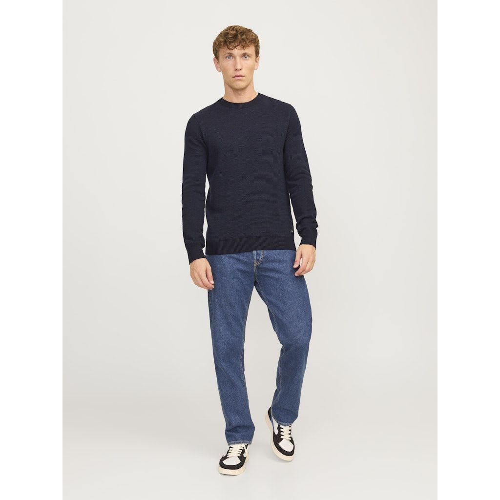 JACK & JONES Megztinis vyrams, Mėlyna, Globe knit crew neck 4