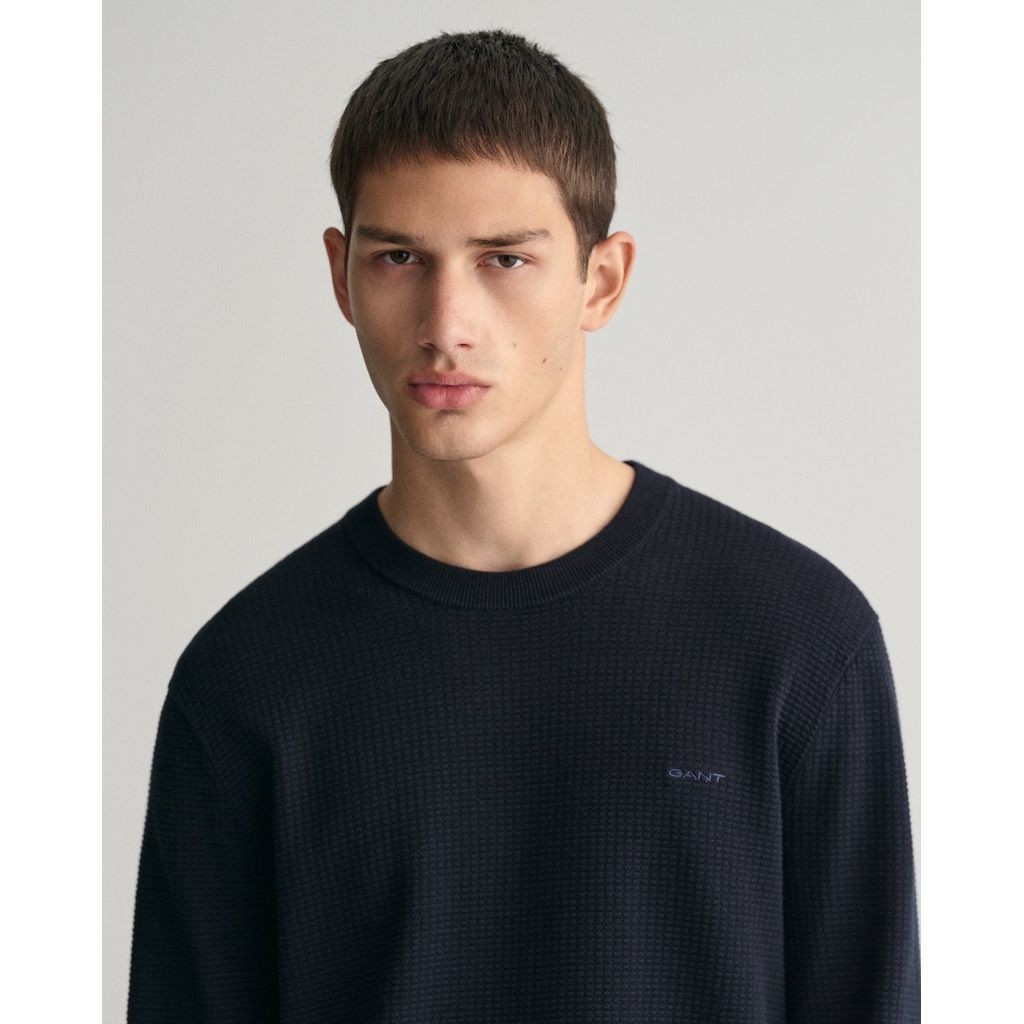 GANT Megztinis vyrams, Mėlyna, TEXTURED COTTON C-NECK 4