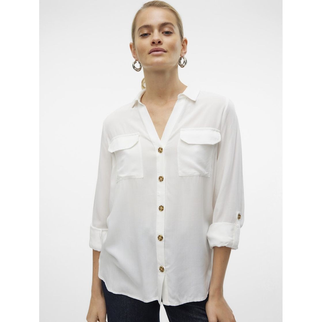 VERO MODA Marškiniai moterims, Balta, Vmbumpy shirts 5