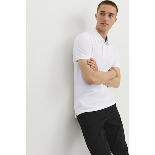 JACK & JONES Polo marškiniai ilgos rank. vyrams, Balta, Jjepaulos polo long 5