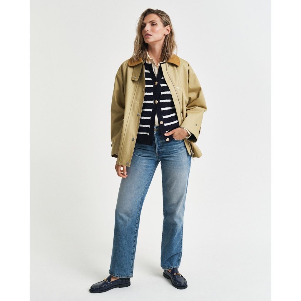 GANT Kardiganas moterims, Mėlyna, Striped cotton knit jacket 5