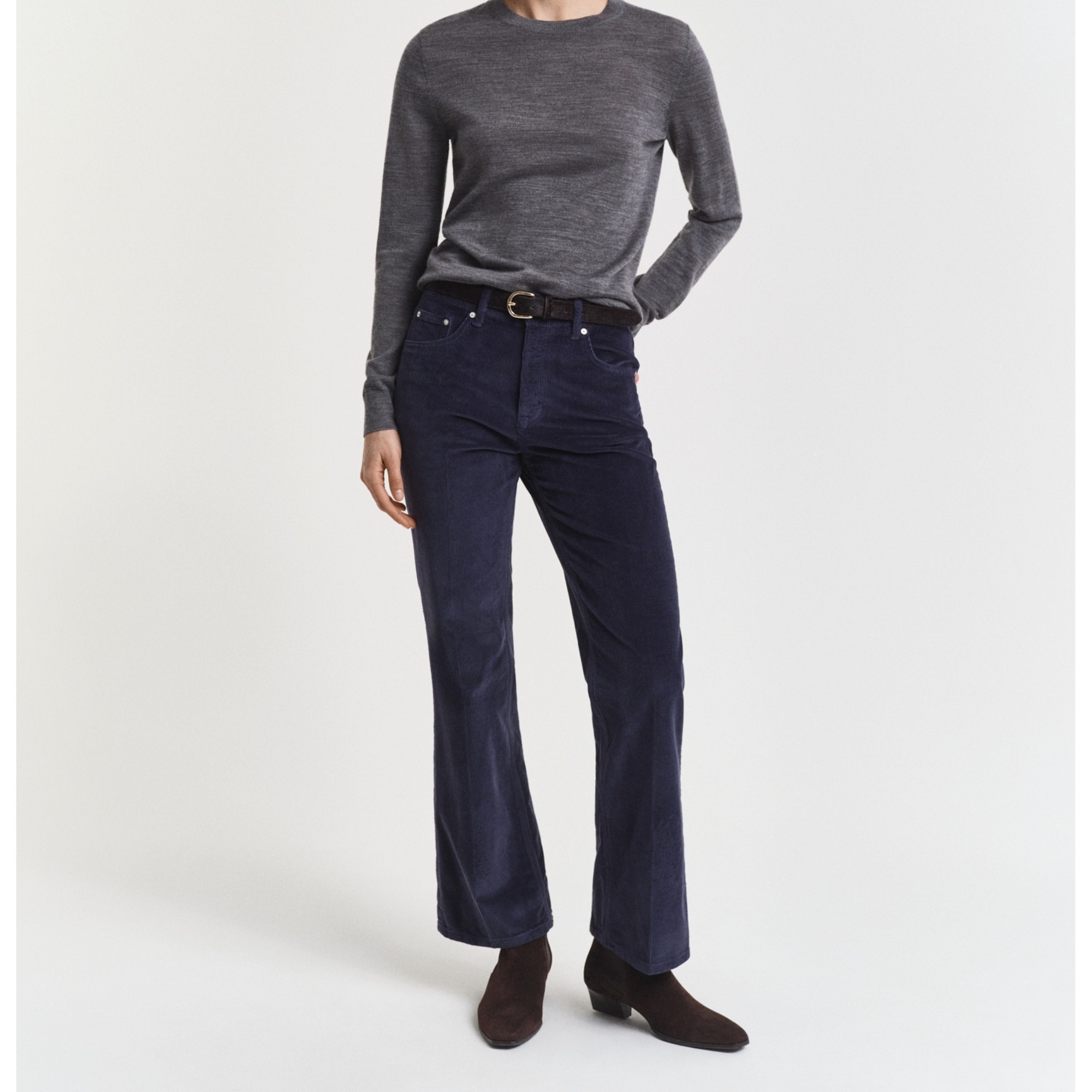 GANT Platėjantys džinsai moterims, Mėlyna, corduroy flare jeans 2
