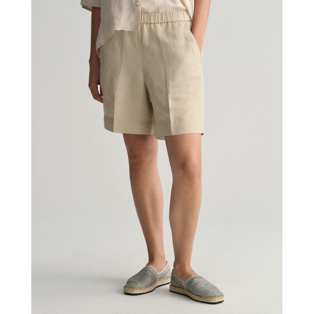 GANT Šortai moterims, Smėlio, REL LINEN BLEND PULL ON SHORTS 4
