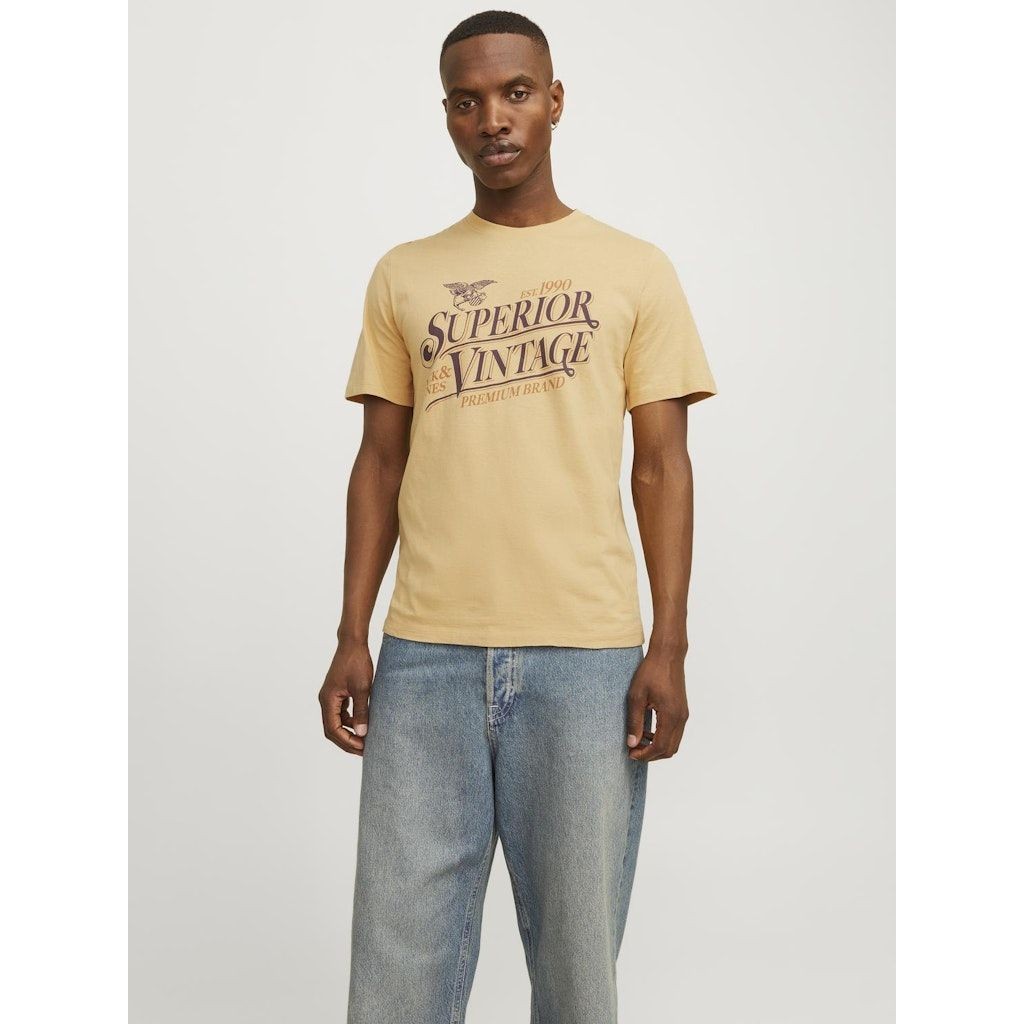 JACK & JONES Marškinėliai vyrams, Smėlio, JPRSTAR TEE SS CREW 2