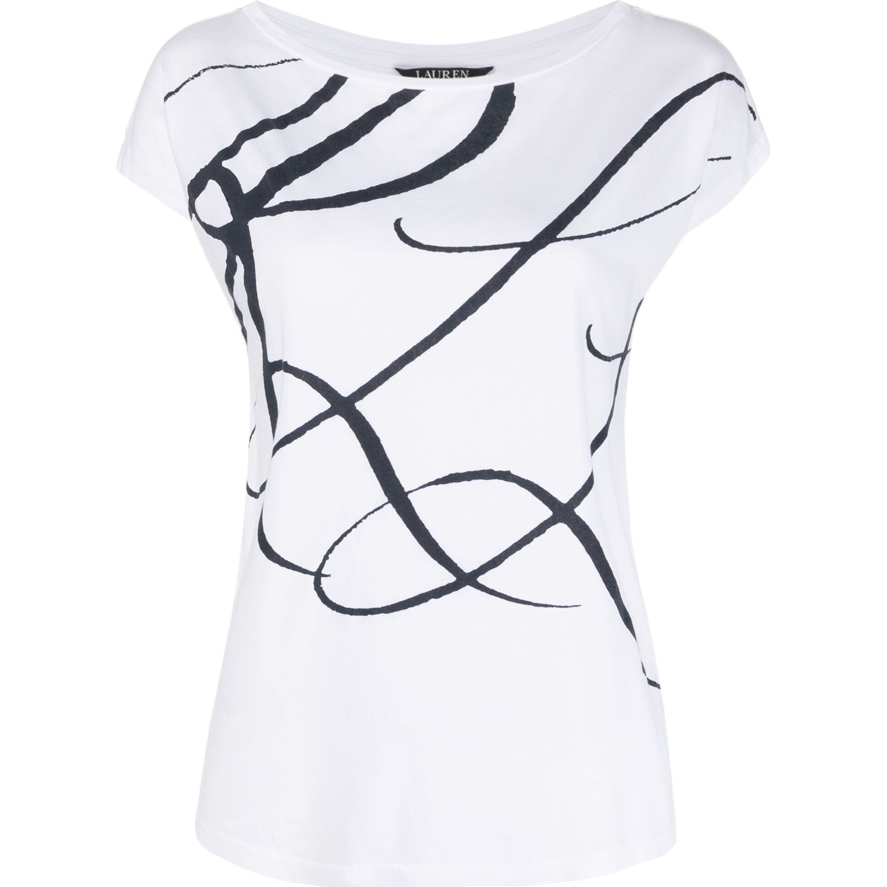 LAUREN RALPH LAUREN Marškinėliai trump. rankovėmis moterims, Balta, Grieta t-shirt