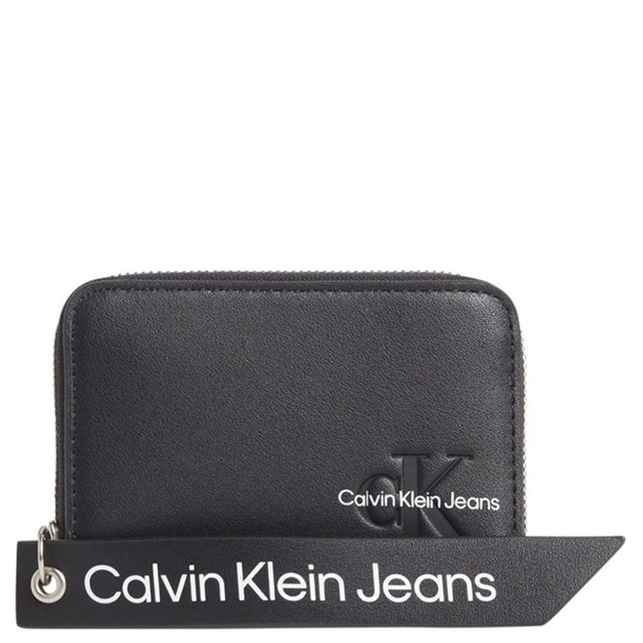 CALVIN KLEIN JEANS Piniginė moterims, Juoda, Sculpted zip around tag wallet 1