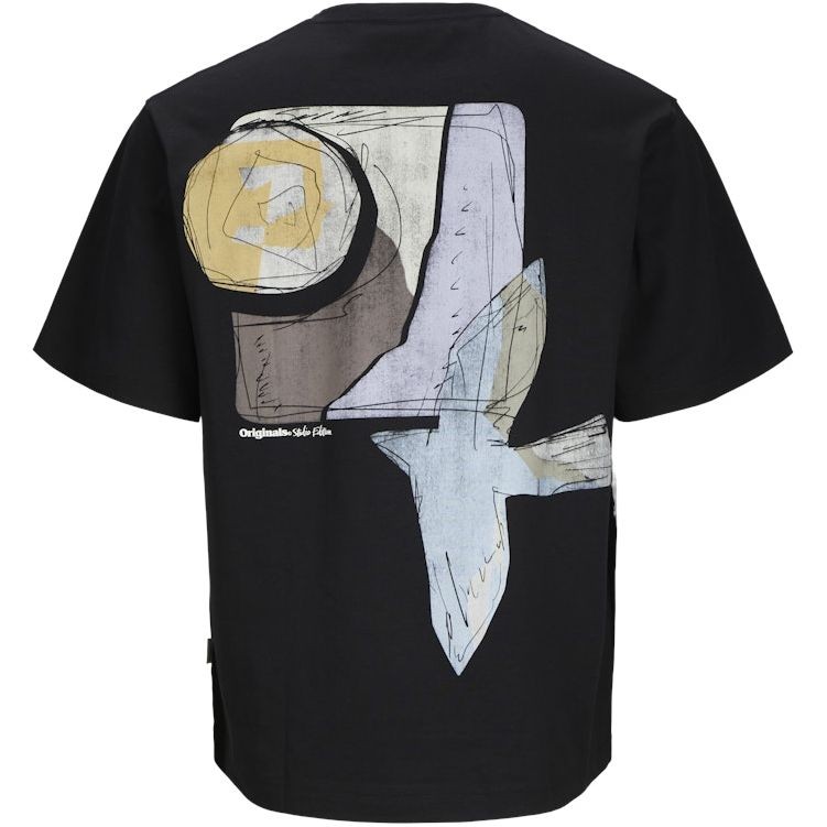 JACK & JONES Marškinėliai vyrams, Juoda, Paros abstract tee 2