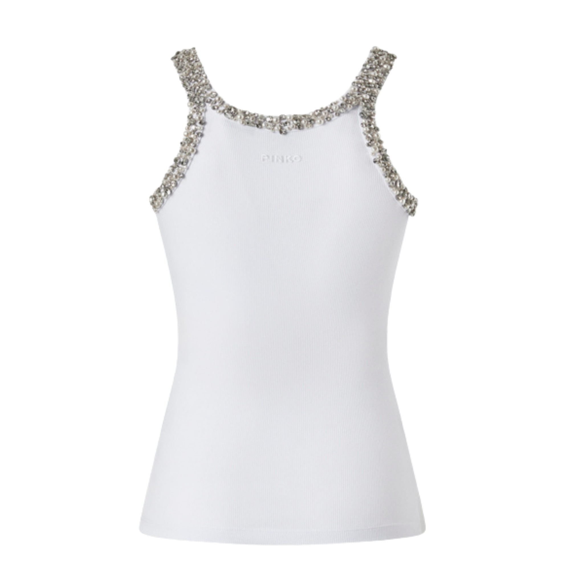 PINKO Marškiniai be rankovių moterims, Balta, Coriandoli top tank 2