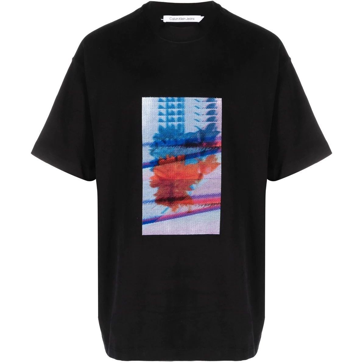 CALVIN KLEIN JEANS Marškinėliai trump. rankovėmis vyrams, Juoda, Motion floral graphic tee 1