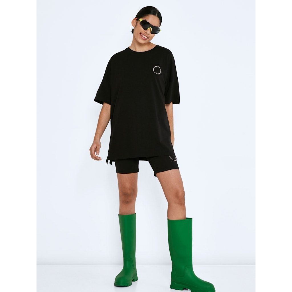 NOISY MAY Marškinėliai moterims, Juoda, NMLOUI S/S O-NECK LOG 3