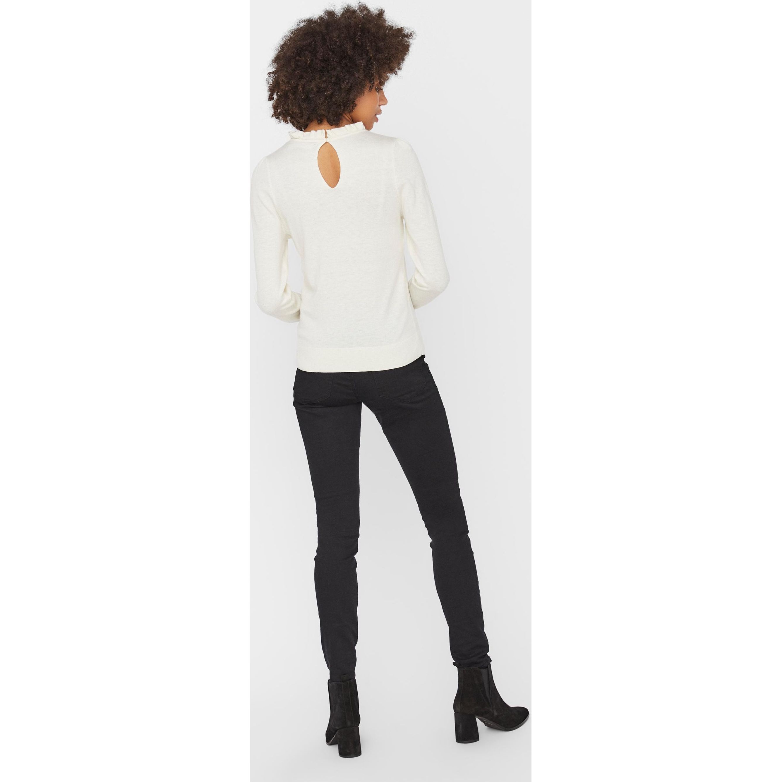 VERO MODA Megztinis moterims, Pilka, VMSILKY LS RUFFL 3