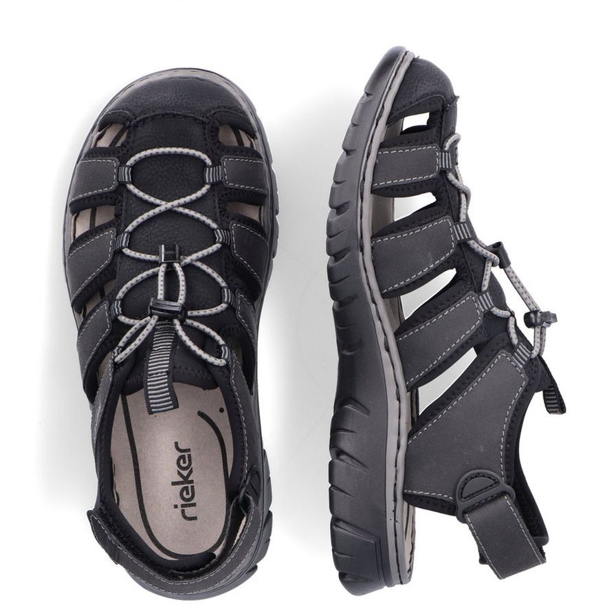 RIEKER Basutės vyrams, Juoda, SANDALS 16