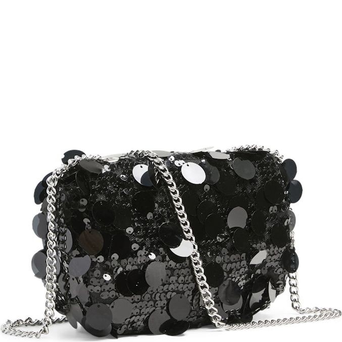 PIECES Rankinė per petį moterims, Juoda, PCNELLA SEQUINS CROSS 2