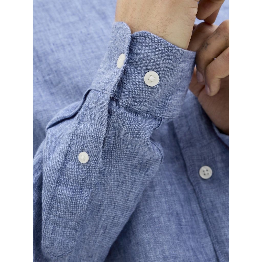 JACK & JONES Marškiniai ilgomis rankovėmis vyrams, Mėlyna, Lawrence linen shirt 5