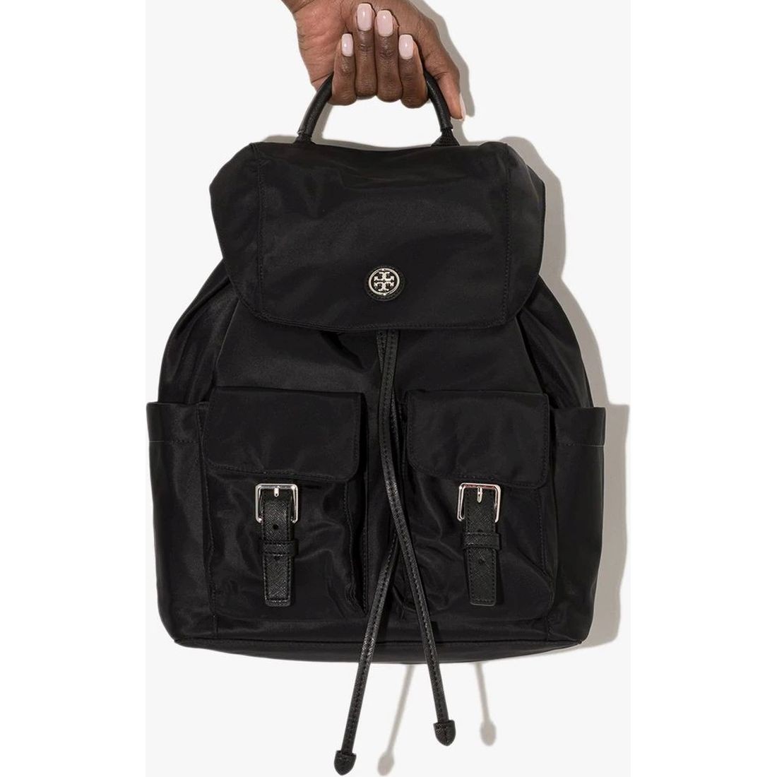 TORY BURCH Kuprinė moterims, Juoda, Virginia flap backpack 4