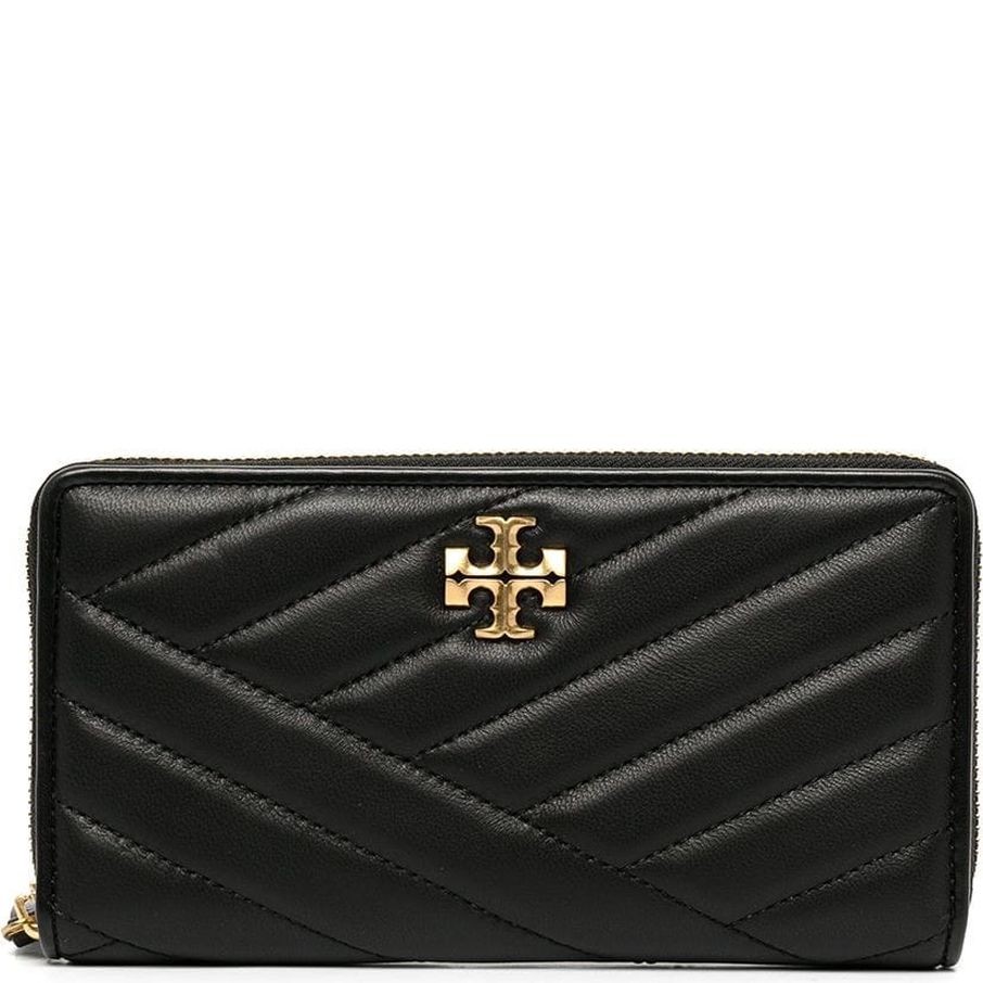 TORY BURCH Piniginė moterims, Juoda, Kira chevron zip wallet 1