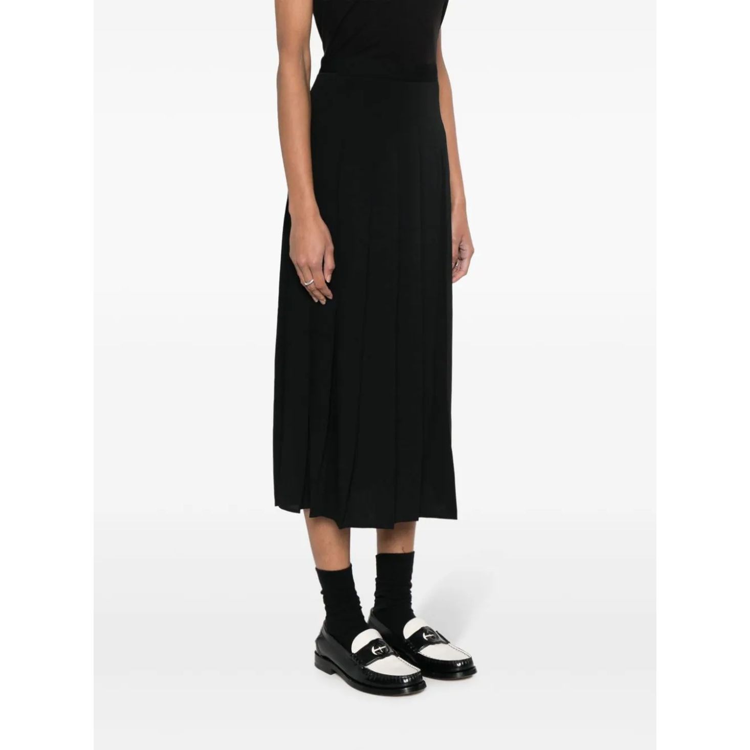 POLO RALPH LAUREN Midi sijonas moterims, Juoda, Plate midi skirt 3