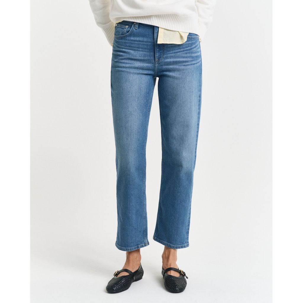 GANT Tiesūs džinsai moterims, Mėlyna, Cropped straight jeans 4