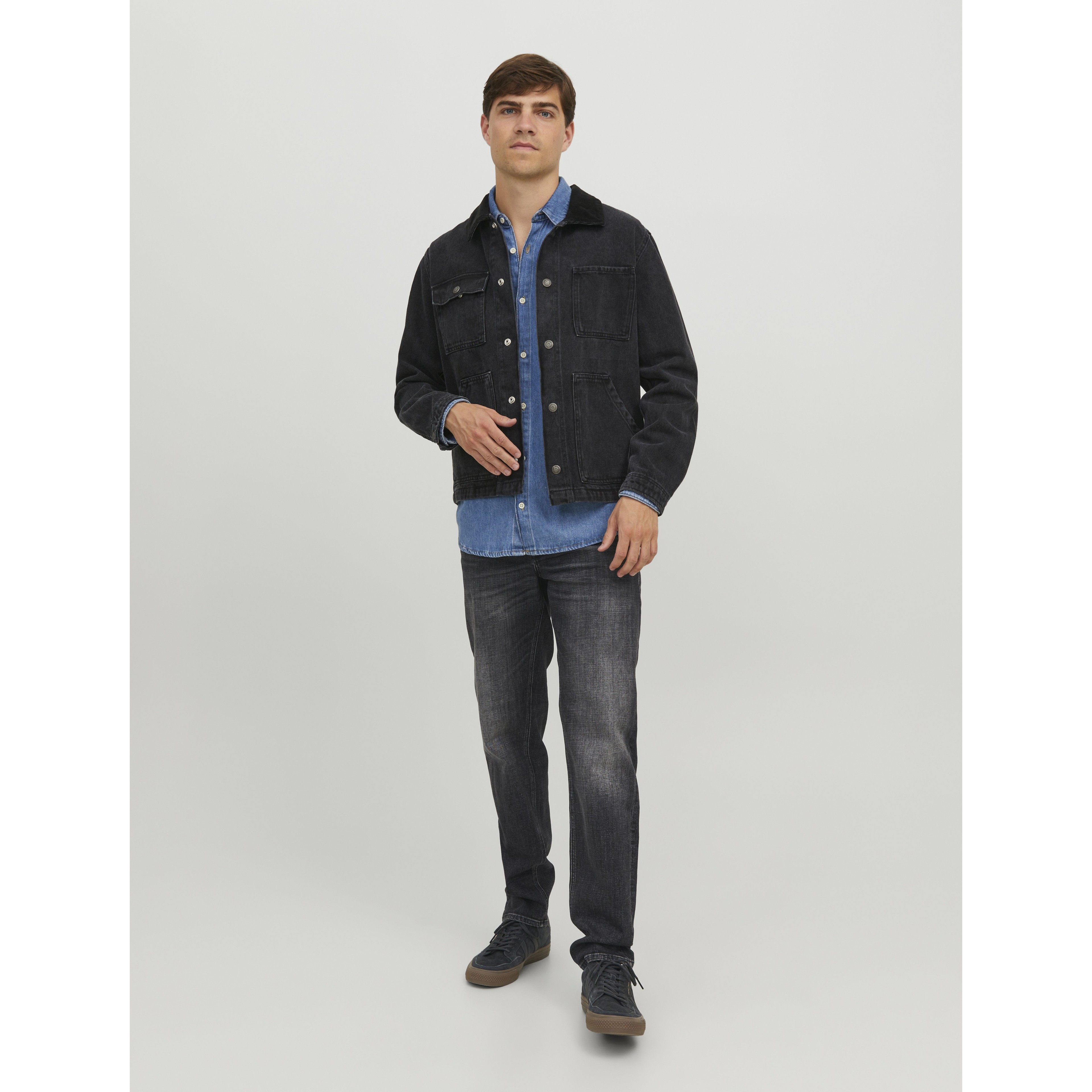JACK & JONES Slim džinsai vyrams, Juoda, JJIMIKE JJORIGINAL JOS 7