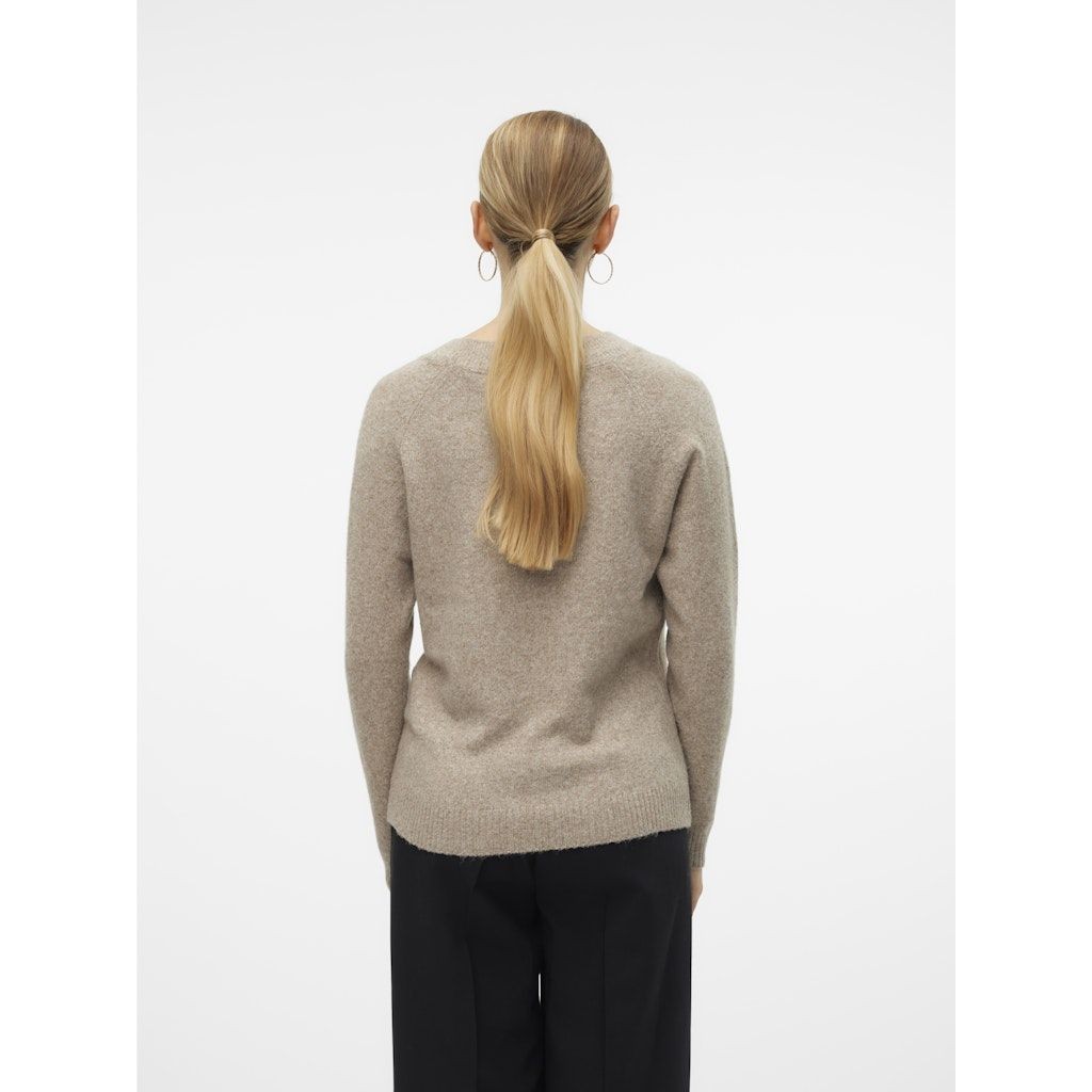 VERO MODA Megztinis moterims, Smėlio, VMDOFFY LS O-NECK BL 3