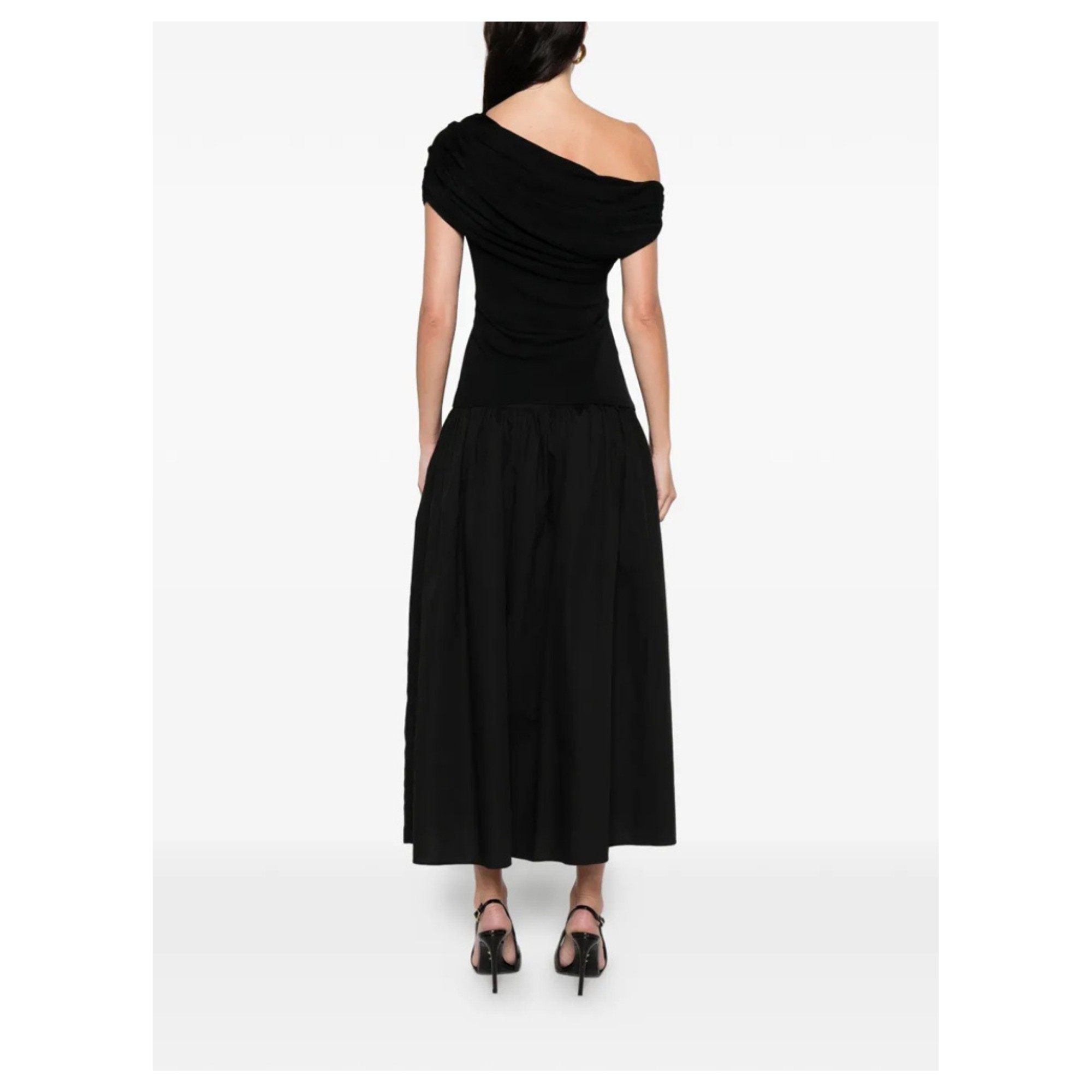 SELF PORTRAIT Midi suknelė moterims, Juoda, Draped knit midi dress 3
