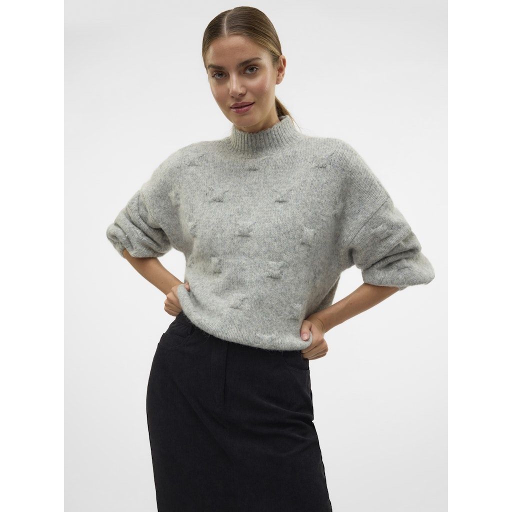 VERO MODA Megztinis su kaklu moterims, Pilka, Gail highneck pullover 5