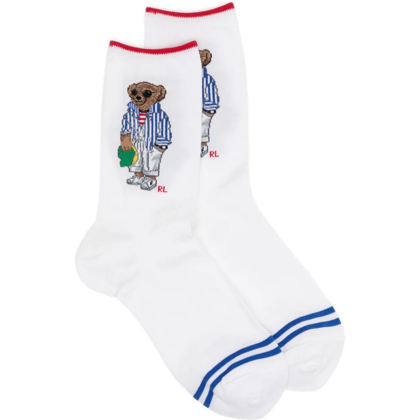 POLO RALPH LAUREN Kojinės moterims, Balta, Bear-crew sock-single 1