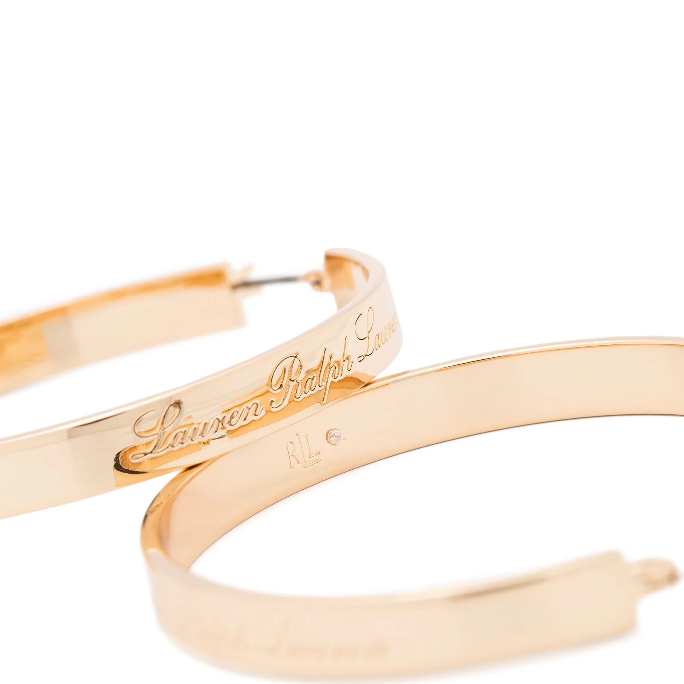 RALPH LAUREN Auskarai moterims, Auksinė, Pe 45mm script logo hoop 2