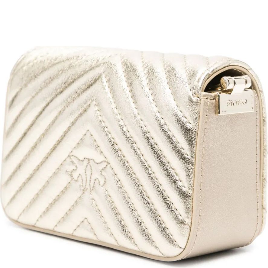 PINKO Rankinė per petį moterims, Auksinė, Love click crossbody bag 2